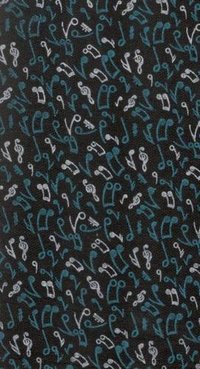 Musical Printed Oxford Duck (Black/Turquoise/White)