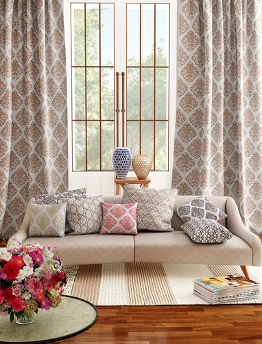 Curtain Fabric - 100% Polyester, 48" Width, Multi Color, Woven Texture, Jacquard Style, Weight 270 | Ideal for Houses, Offices, Restaurants, Bars, Cafes, Hotels
