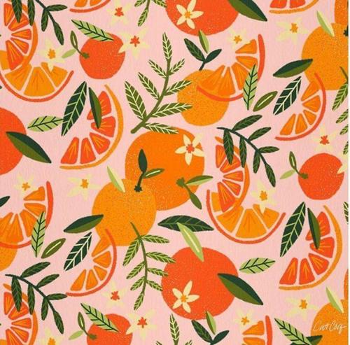 Orange Fruit Printed Cotton Poplin