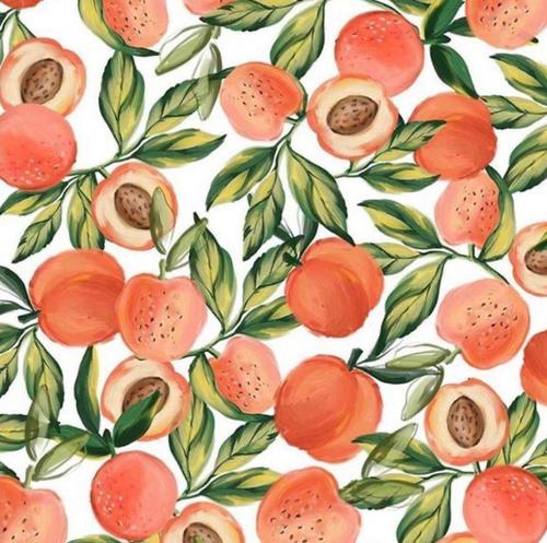 Apricot Fruit Printed Cotton Poplin