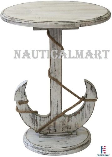 Wood Harbor Distressed White Anchor Table Home Decor At Best In Roorkee Nautical Mart Inc - Anchor Home Decor Table