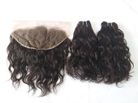 Curly Human Hair Weft With Frontal Temple Hair