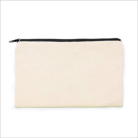 Pouch Bag - Canvas, 8x5 Inches, Beige | Zipper Closure, Durable, Lightweight, Eco-Friendly, Customizable, Versatile, Metal Zipper