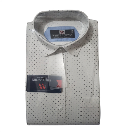 Cotton Shirt - Full Sleeve, Size L/XL/XXL, White Color with Dotted Pattern | Quick Dry, Washable, Fade Resistant, Dry Clean Recommended