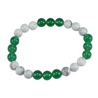 Howlite & Green Crystal Bracelet - 8 Mm Stretchable | Handmade Layering Healing Jewelry