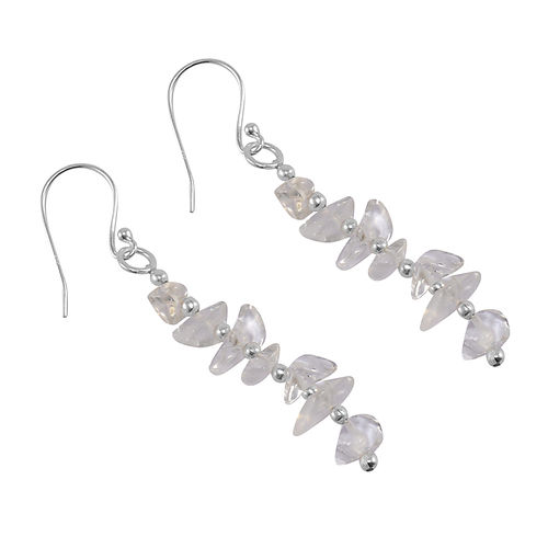 Crystal Quartz Gemstone Silver Earring Pg-156033 Gender: Women