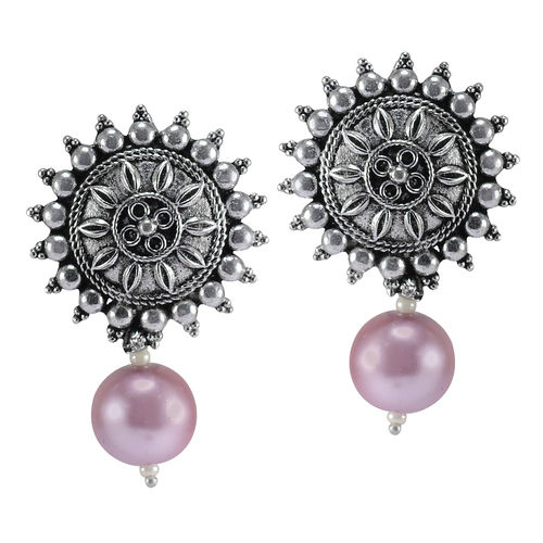 Titanium Pearl Gemstone Silver Earring Pg-156051 Gender: Women