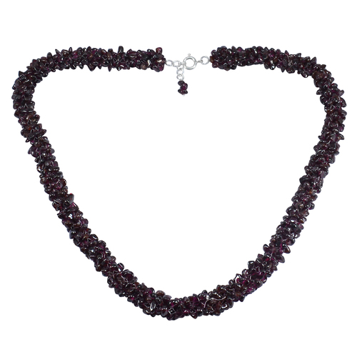 Rhodolite Garnet Gemstone Chips Necklace Pg-156059 Size: 1.3X55.5 Cm.