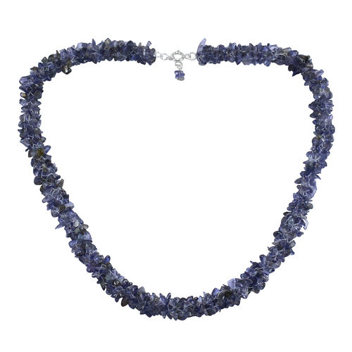 Iolite Gemstone Silver Chips Necklace Pg-156060 Size: 1.3X56.2 Cm.