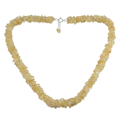 Citrine Gemstone Silver Chips Necklace Pg-156062 Size: 1.3X56.2 Cm.