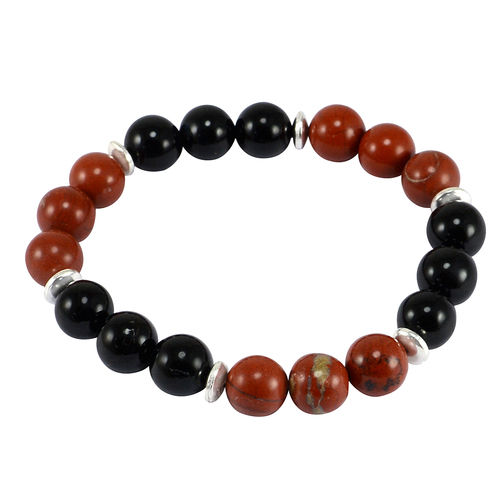 Red Jasper & Black Onyx Silver Bracelet PG-156242