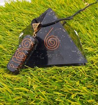 Orogne Black Tourmaline Healing EMF Stone Pyramid With Pendant