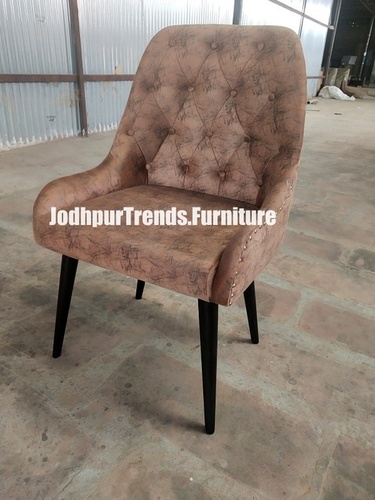 Regular Brown Leather Chair, For Restaurant, Set Size: Single