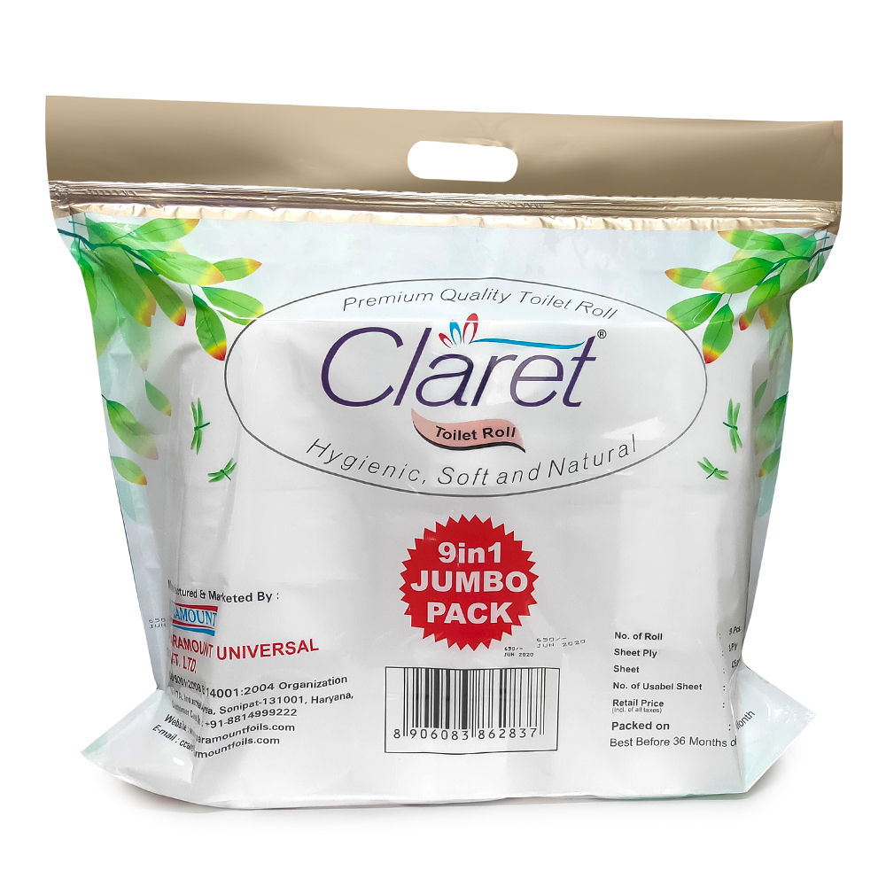 Claret Premium Quality Toilet Roll 9 In 1 Jumbo Roll
