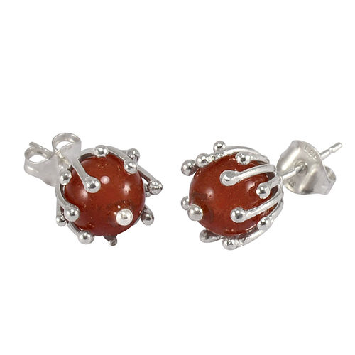 Orange Carnelian Silver Ear Stud Pg-156257 Gender: Women