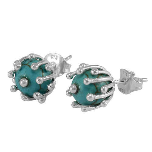 Composite Turquoise Silver Ear Stud Pg-156261 Gender: Women