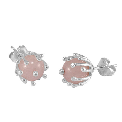 Rose Quartz Silver Ear Stud Earring Pg-156262 Gender: Women