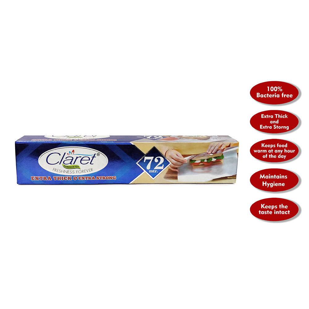Claret 72 Mtr Food Grade Aluminium Foil Roll (Pack of 1)