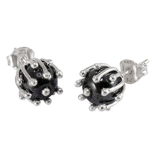 Hematite Stone Silver Ear Stud Earring Pg-156263 Gender: Women