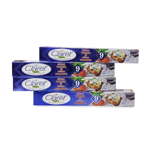 Claret 9 Mtr Food Grade Aluminium Foil Roll (Pack of 4)