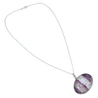 Fluorite Stone Silver Pendant Necklace Pg-156268 Gender: Women