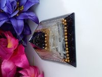 Orgone Black Tourmaline With Selenite And Small Metallic Ball With Copper Dust Pyramid - 85mm, Black And White Polished Solid Surface, Grounding And Protective Properties