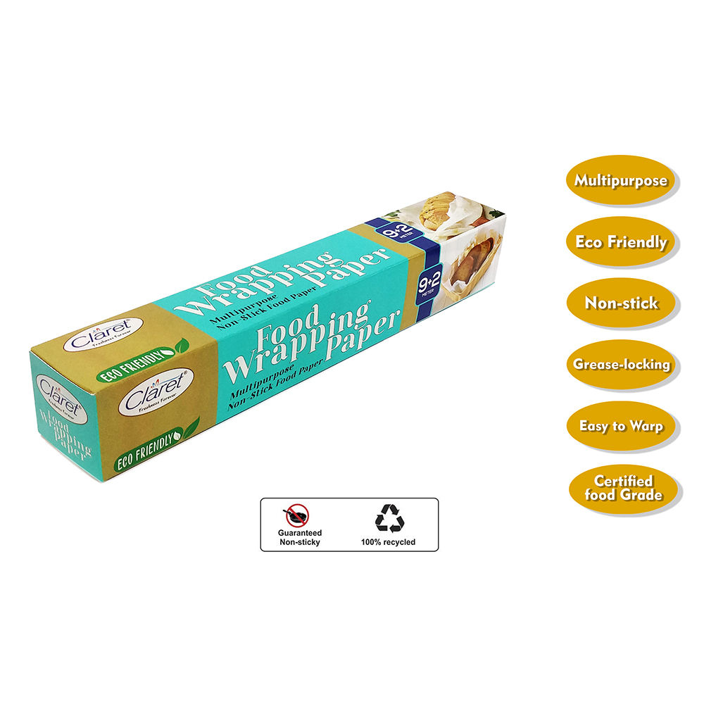 Claret 9+2 Mtr  Food Wrapping Parchment Butter Paper Wrap (Pack of 2)