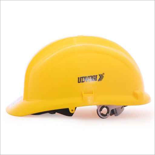 Udyogi Safety Helmet - Plastic, Standard Size, Yellow | Industrial Application, Ratchet Adjustment, Unisex Safety & Protection Gear