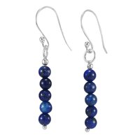 Lapis Lazuli Dangle Earrings - 0.4x4.3 Cm, Beautiful Sterling Silver With 5 Deep Blue Beads, Perfect For Gifts And Special Occasions