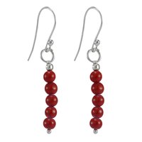 Red Coral Gemstone Silver Earring Pg-156328 Gender: Women
