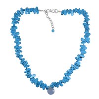 Blue Chalcedony, Turquoise Silver Necklace Pg-156340 Size: 1.1x41 Cm.