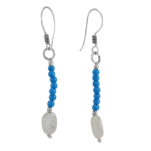 Turquoise & Rutile Silver Earring Pg-156346 Gender: Women