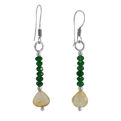 Citrine & Green Quartz Silver Earring Pg-156359 Gender: Women