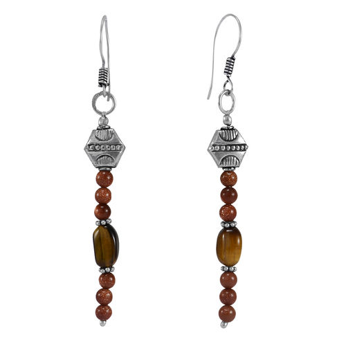 Tiger Eye & Brown Sunstone Earring Pg-156361 Gender: Women