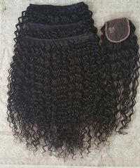 Raw Curly  Weft Human Hair Extensions