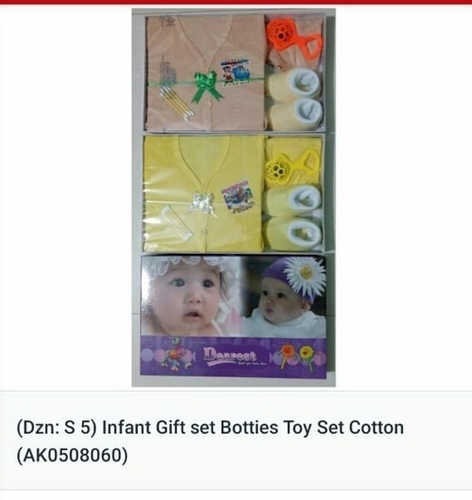 Gift Set - Cotton Material, Size 16, Multicolour | Ideal for Infants Aged 6 Months, Complete with Botties and Toy Set
