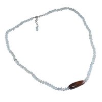 Mohagany Obsidian & Crystal Quartz Necklace Pg-156406 Size: 0.9x48.4 Cm.