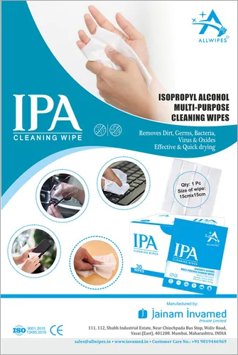 69% ALCOHOL CLEANING WIPES(15 X 15 CMS )