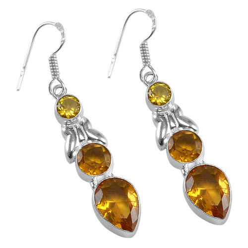 Yellow Quartz Silver Earring Pg-156630 Gender: Women