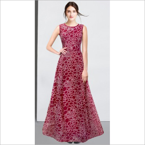 Georgette Stone Maroon Gown