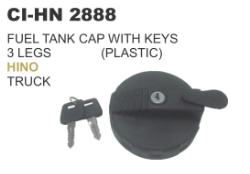 Fuel Tank Cap with Keys 3 Legs Plastic Hino - Plastic, 75mm, Black | Secure Closure, Leakproof Seal, Theft Prevention