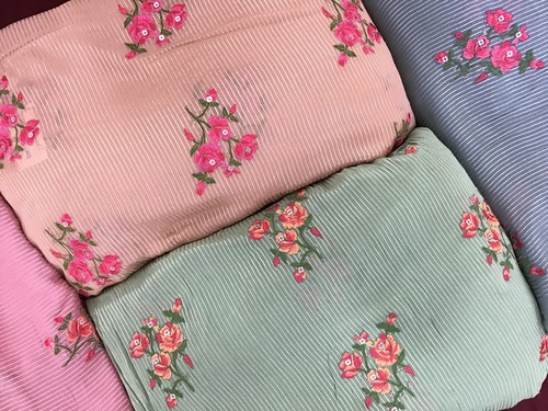 Georgette Dyed Embroidery Fabric