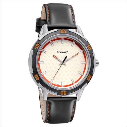 Nxt White Dial Leather Strap Men'S Watch Color Of Band: Black