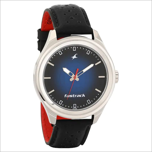 Sunburn Watch - Blue Dial With Leather Strap Color Of Band: Black-Red