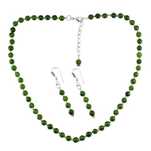Olive Green Jade Necklace Set PG-156648