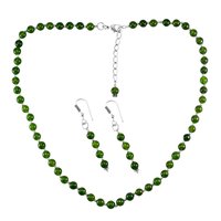 Olive Green Jade Necklace Set Pg-156648 Size: 0.6x47 Cm.