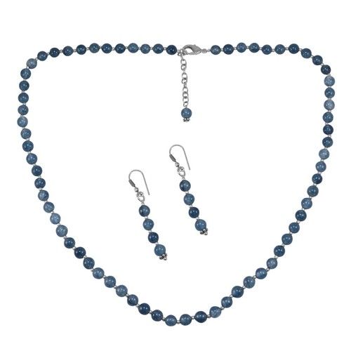 Dianite Blue Jade Silver Necklace Set Pg-156650 Size: 0.6X47 Cm.