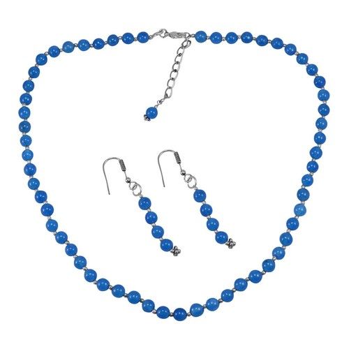 Blue Quartz Stone Silver Necklace set PG-156667