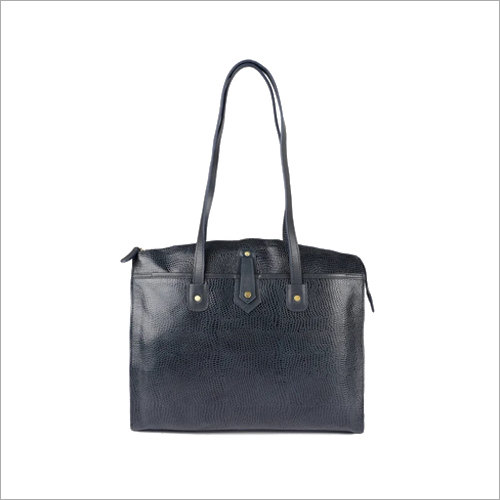Ladies Black Leather Hand Bag - High-Quality Leather Large Size for Versatile Use Classic Black Color Zipper Closure Elegant Handle Style