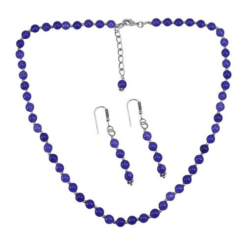 Purple Quartz Silver Necklace Set Pg-156673 Size: 0.6X47 Cm.